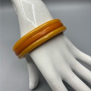 Orange and Yellow Bakelite Bangle Set JP158